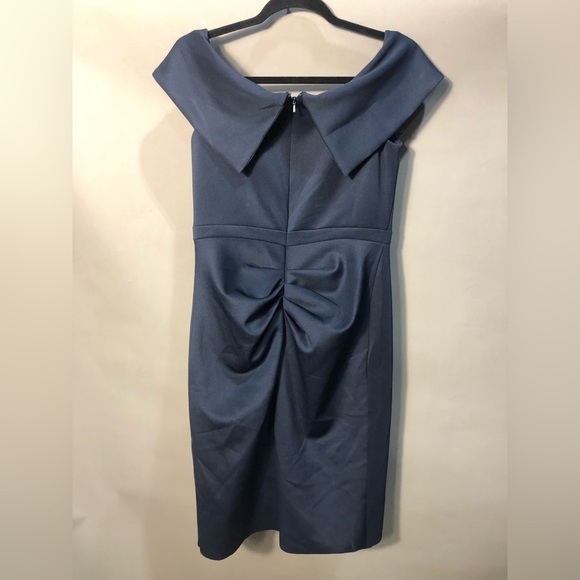 NWT Xscape Short Scuba Off-The-Shoulder Dress with Ruffle Sz 12 - Picture 5 of 5